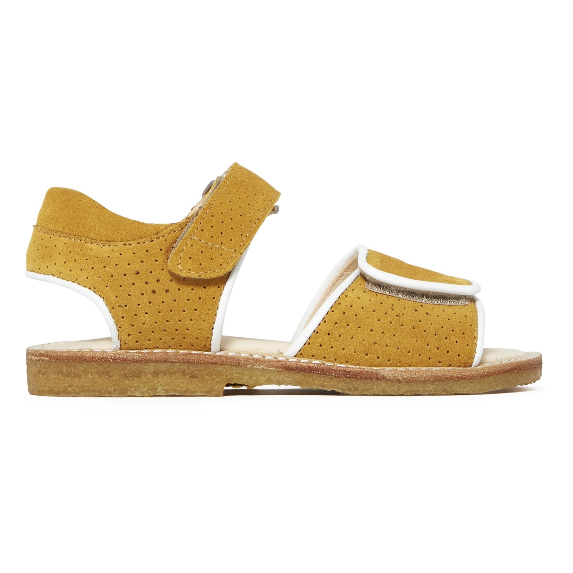 Angulus - Sandales Doubles Scratchs - Fille - Jaune moutarde