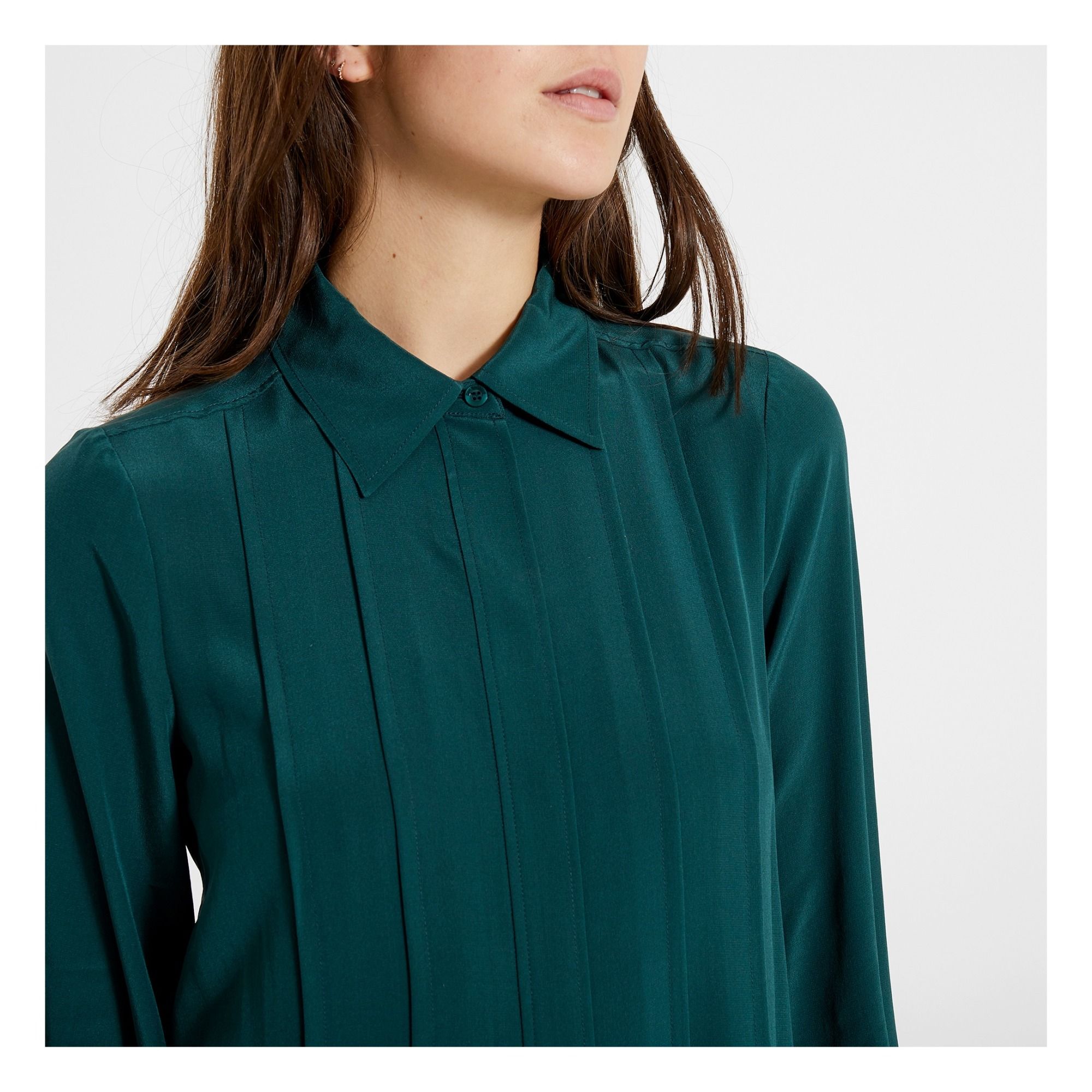 Vestido camisero de seda verde - CH Carolina Herrera España