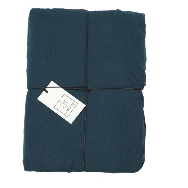 Spannbetttuch aus Baumwoll-Voile Dili | Preußisches Blau