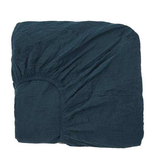 Dili Cotton Voile Fitted Sheet | Prussian Blue