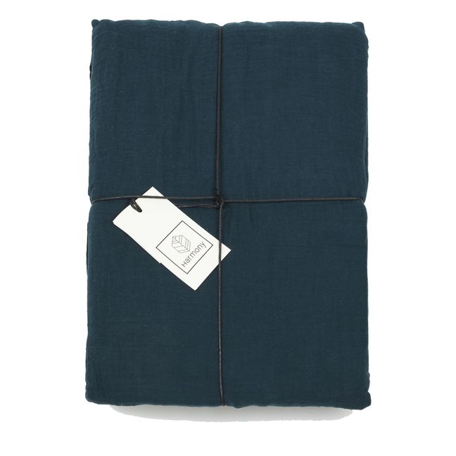 Funda nórdica Dili de velo de algodón | Azul prusia