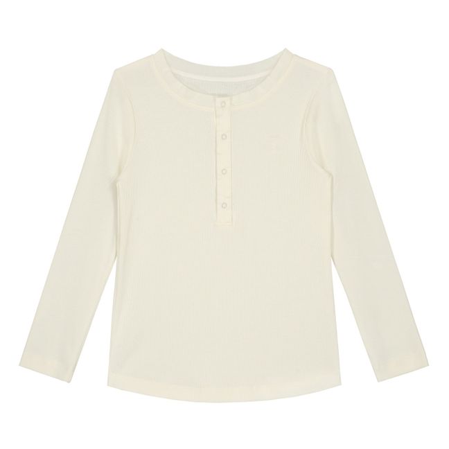 Maglietta Pigiama Henley Cotone Bio  | Bianco