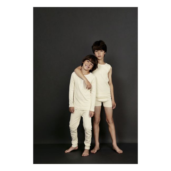 Camiseta Henley Pijama Algodón Bio | Blanco Roto