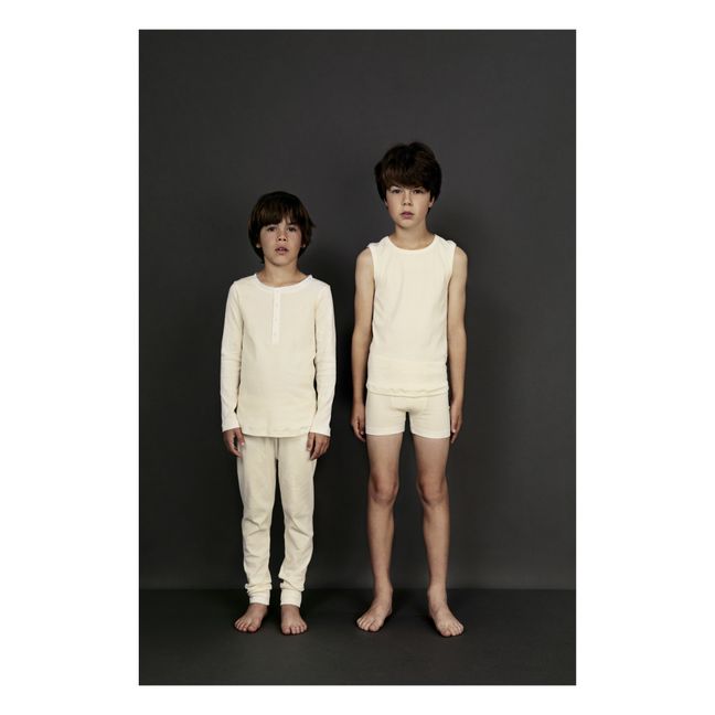 Lote de 2 Camisetas Tirante Pijama Algodón Bio | Blanco Roto