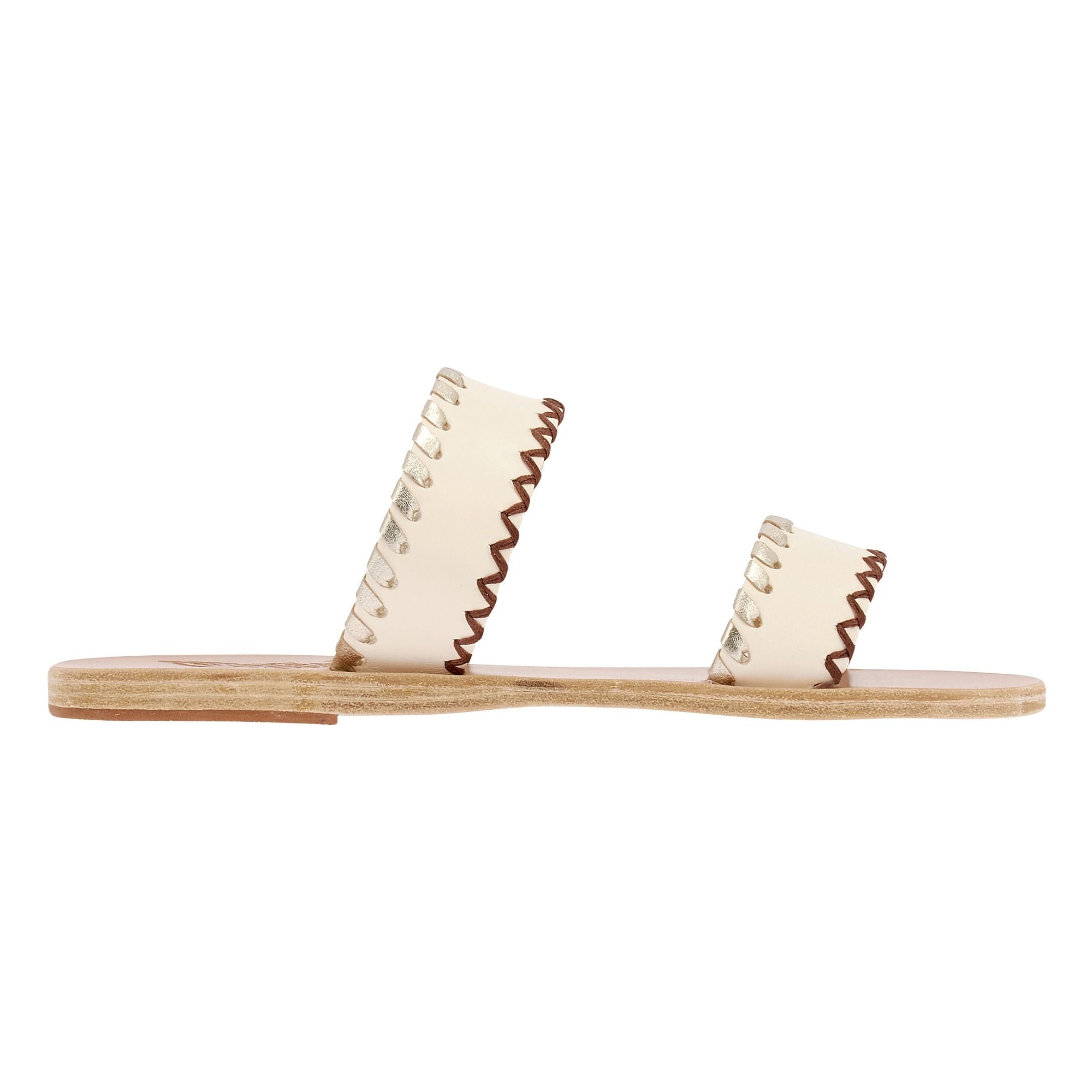 Ancient Greek Sandals - Sandales Cuir Melia Stitch - Collection Femme - - Ecru