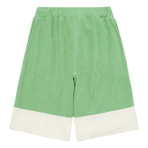 green terry cloth shorts