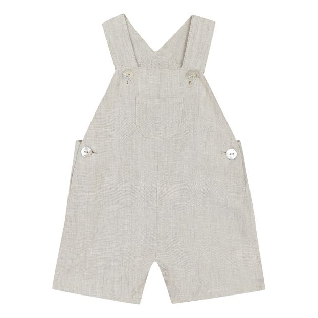 white linen dungarees