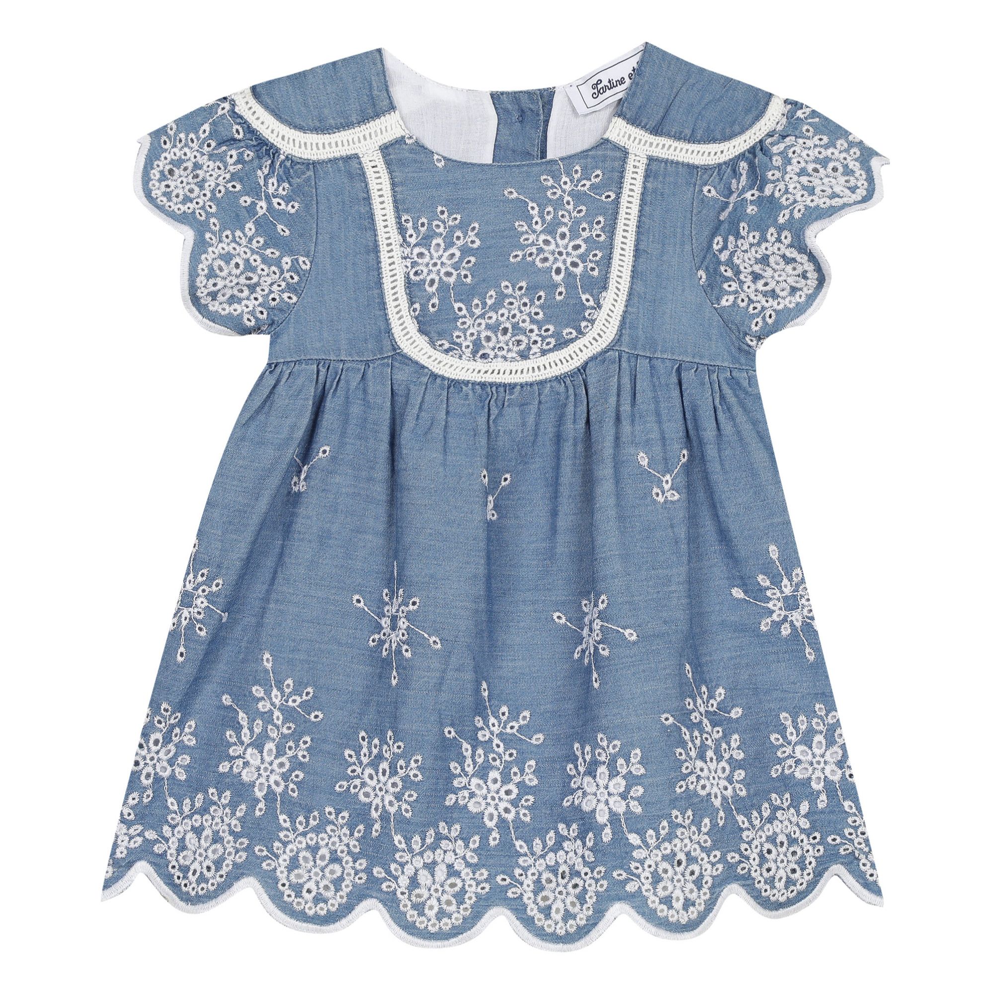 Tartine et Chocolat - Robe Chambray Brodée - Fille - Bleu jean