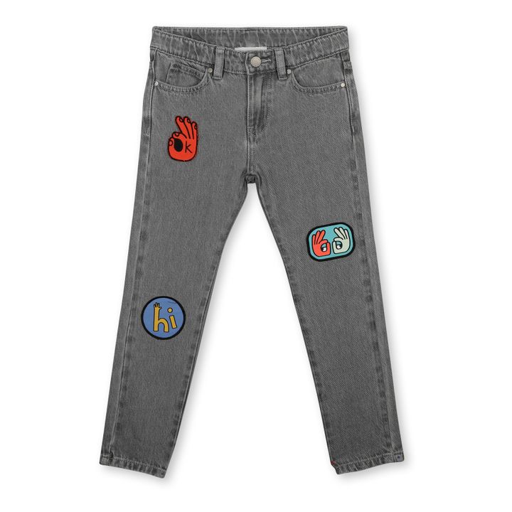Stella McCartney Kids - Jeans con toppe - Denin grigio