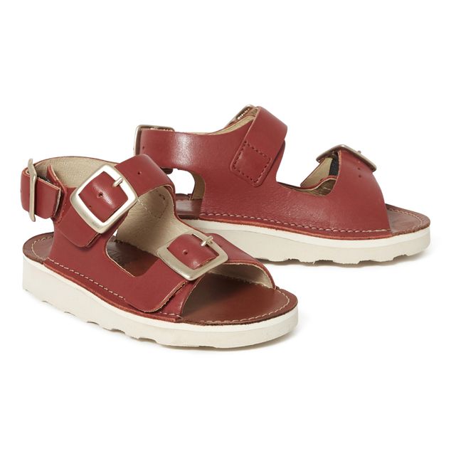 Spike leather sandals Rust