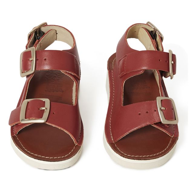 Spike leather sandals Rust