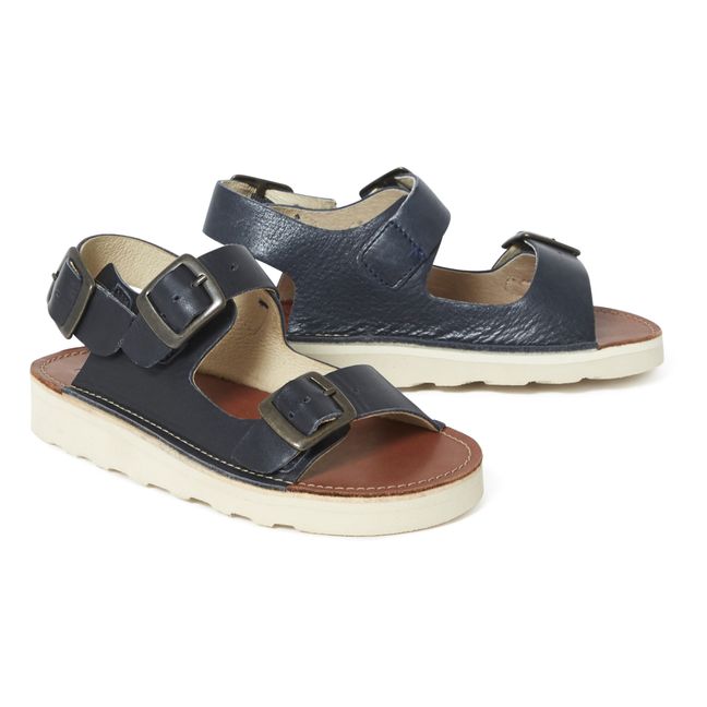 Spike leather sandals Navy blue
