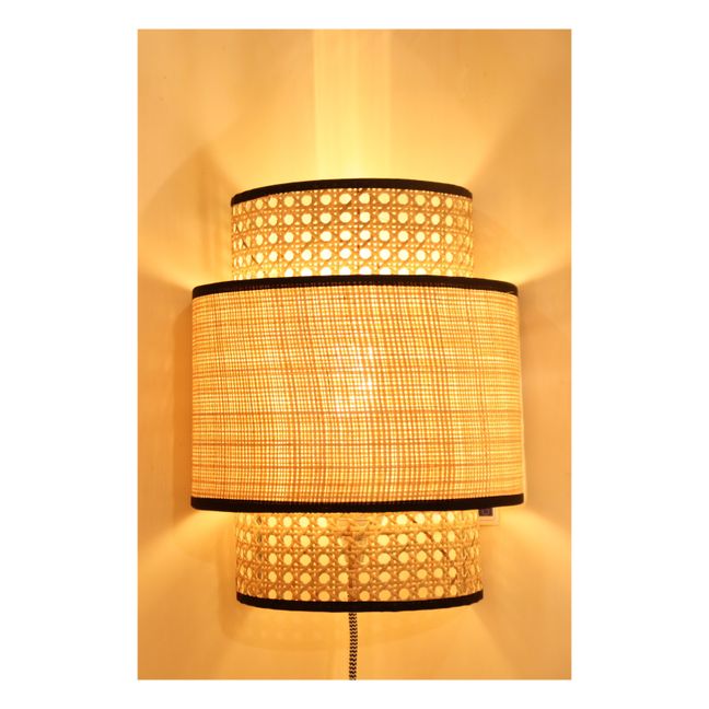 Abat jour pour applique murale Solaire en raphia | Noir