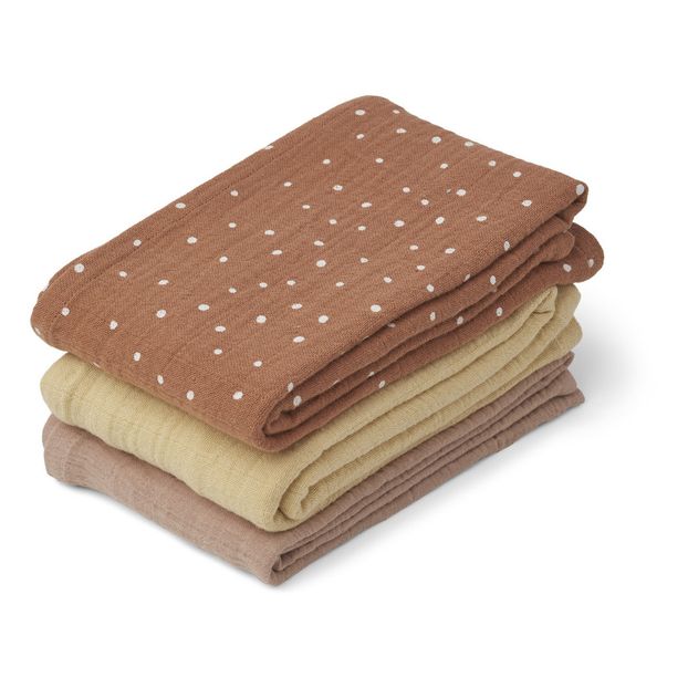 Swaddles in organic cotton set of 3 Terracotta Liewood Design