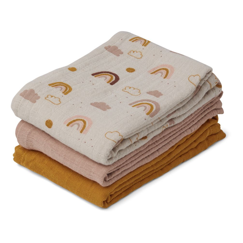 Swaddles in organic cotton set of 3 Sand Liewood Design Baby