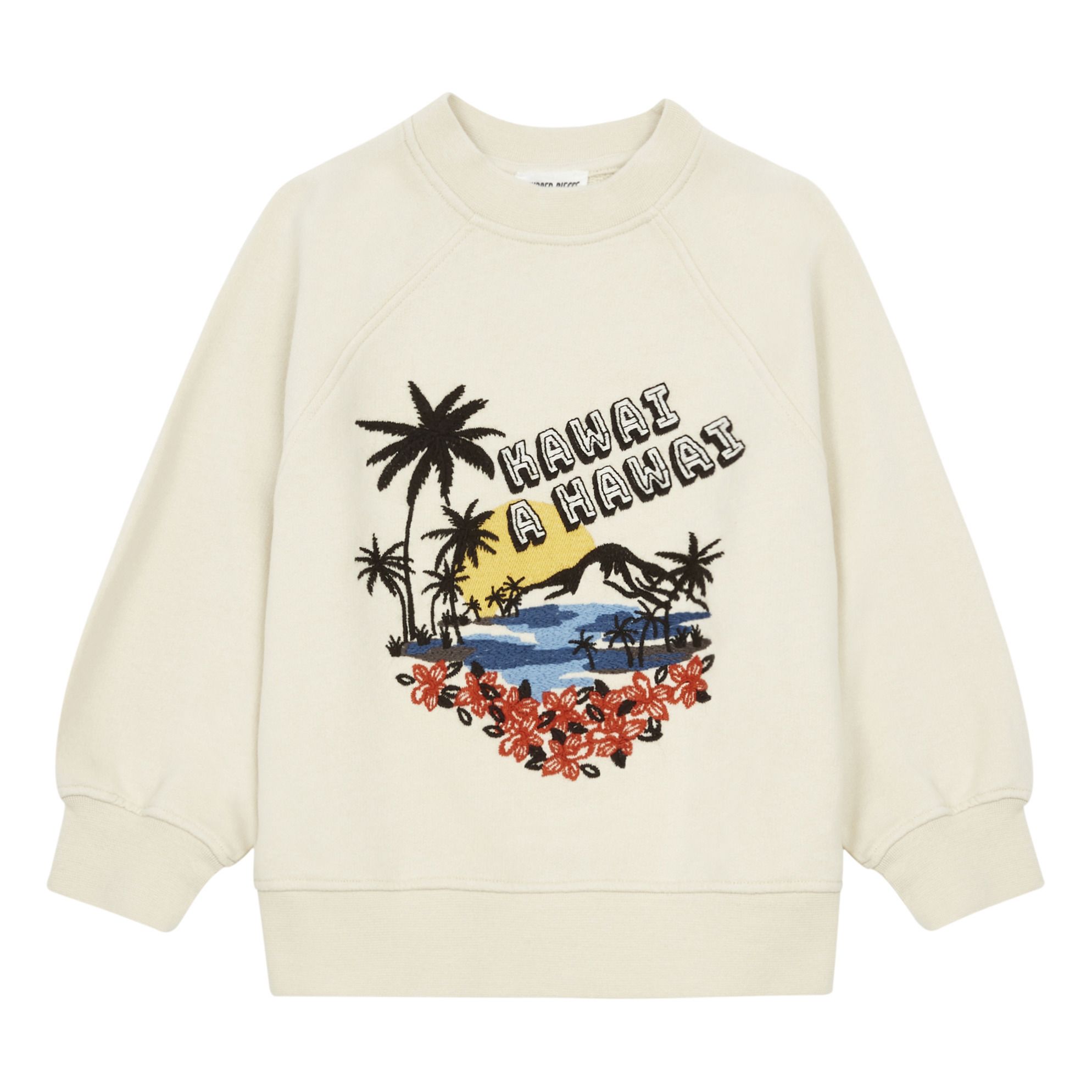 Hundred Pieces - Sweat Coton Organic Kawai Hawai - Fille - Mastic