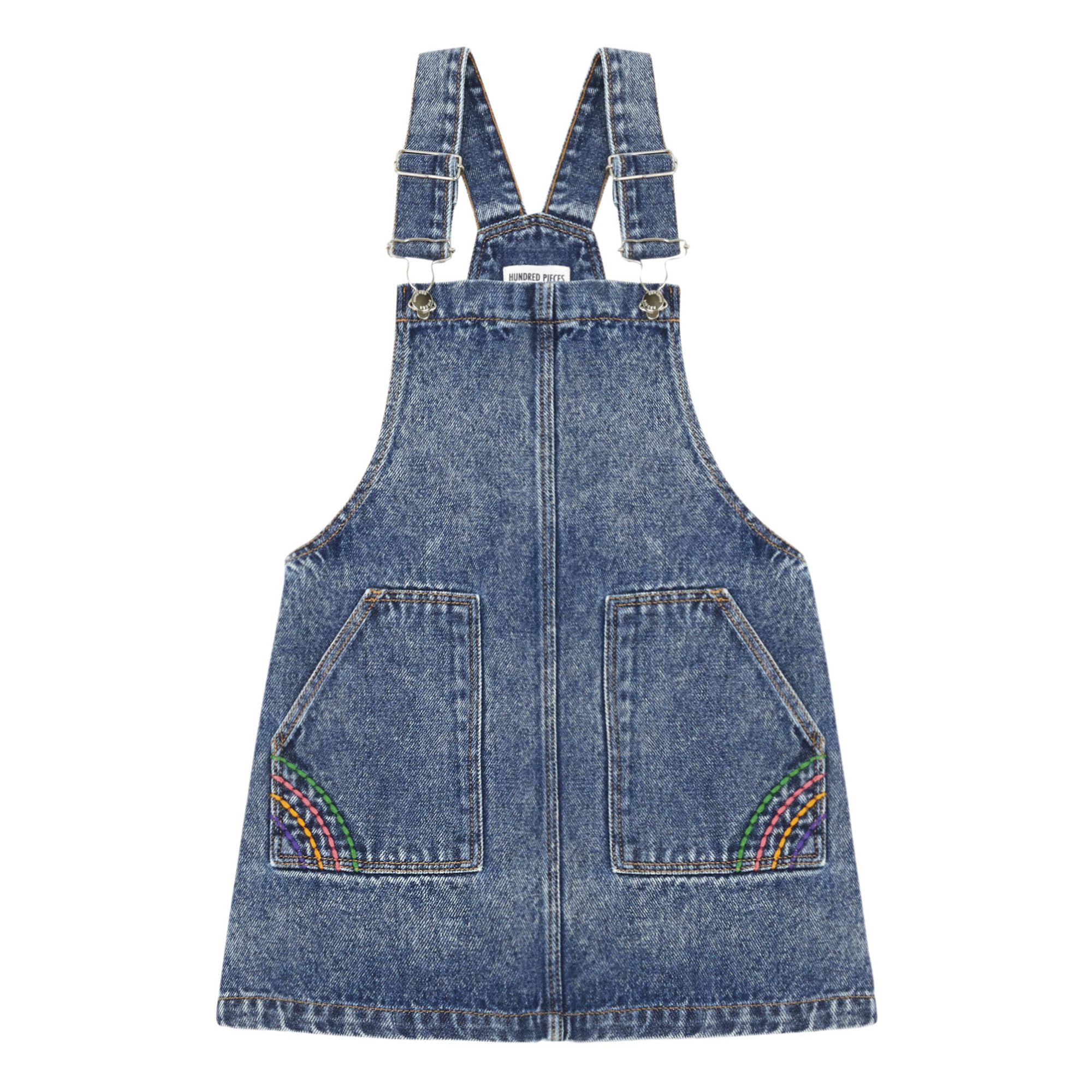 Hundred Pieces - Robe Salopette Jean - Fille - Denim bleached