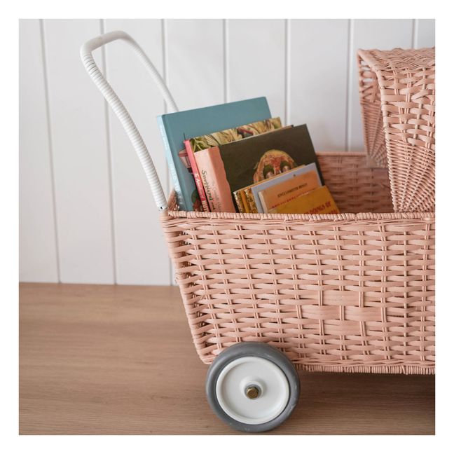 Puppenwagen aus Rattan | Rosa