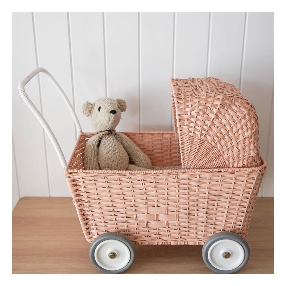 Puppenwagen aus Rattan Rosa Olli Ella Spiele und Freizeit Kind Smallable