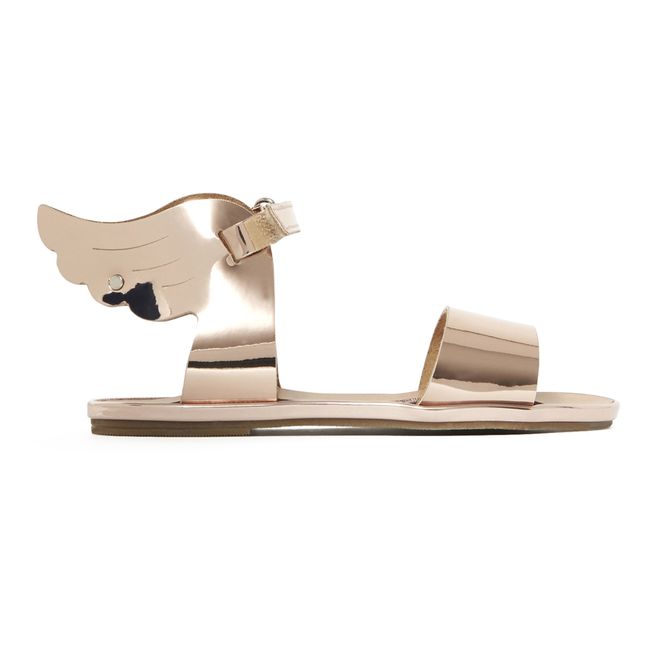 Winged Metallic Sandals | Pink Gold