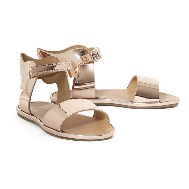 Winged Metallic Sandals | Pink Gold