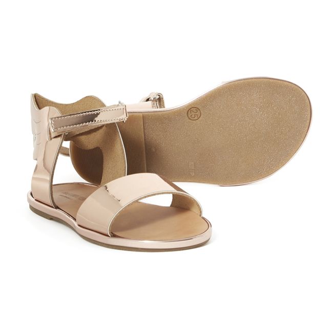 Winged Metallic Sandals | Pink Gold