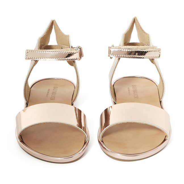 Winged Metallic Sandals | Pink Gold