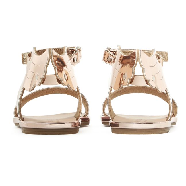 Winged Metallic Sandals | Pink Gold
