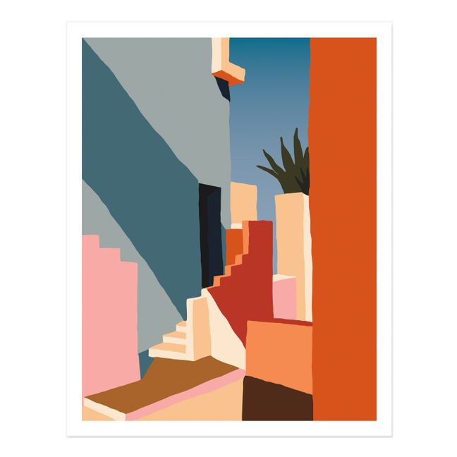 Tangerine Stairs Art Print, Design by Charlie Bennell