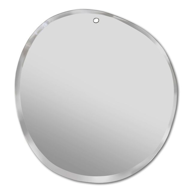Miroir extra plat biseauté-forme aléatoire rond 47x50 cm Gris