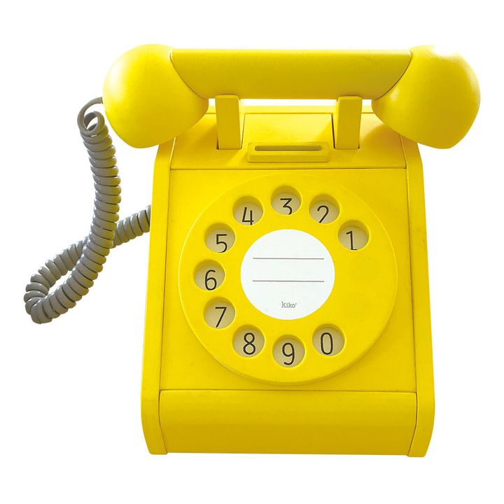 Vintage Wooden Telephone Toy | Yellow- Product image n°0