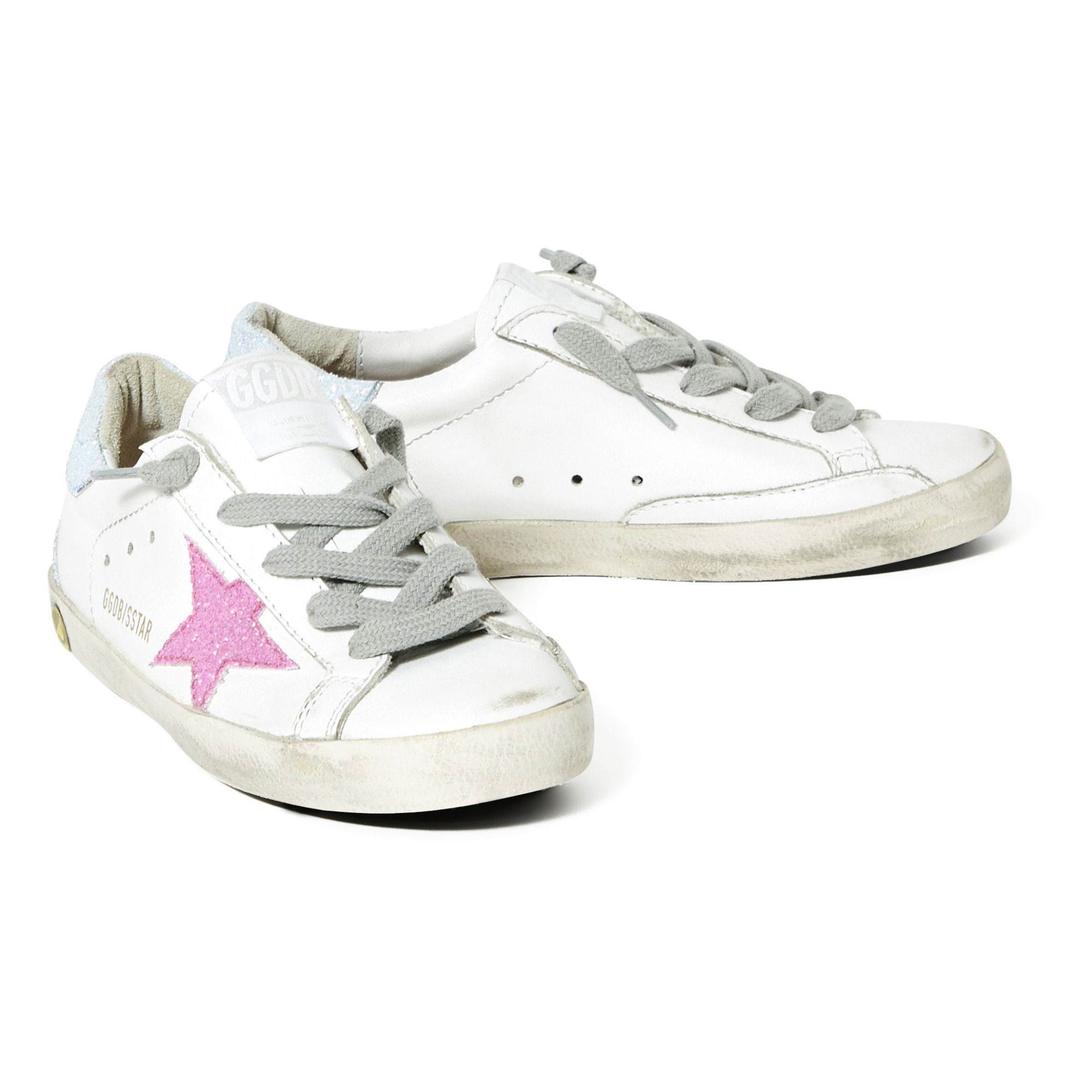 superstar sneakers in leather with glitter star