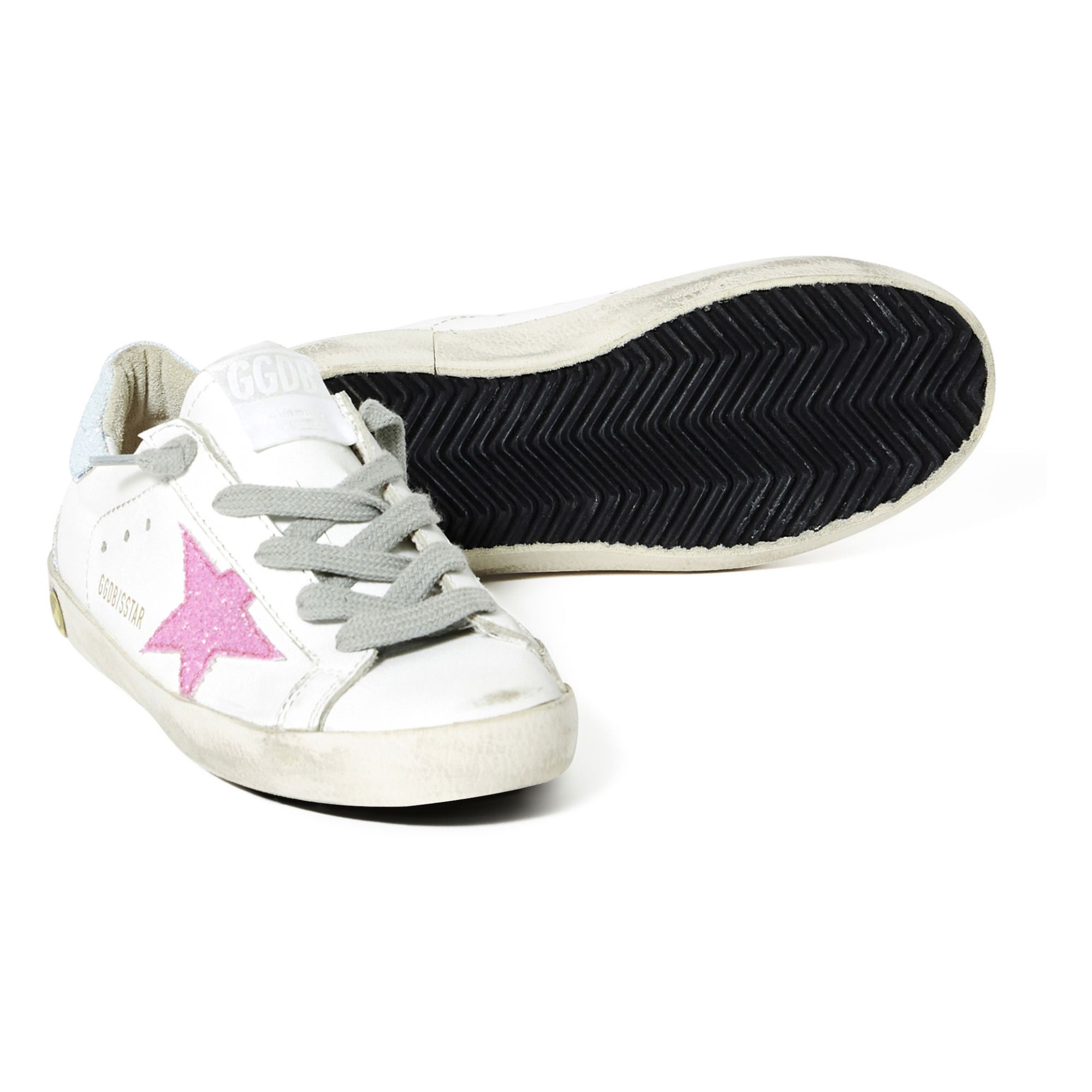 superstar sneakers in leather with glitter star