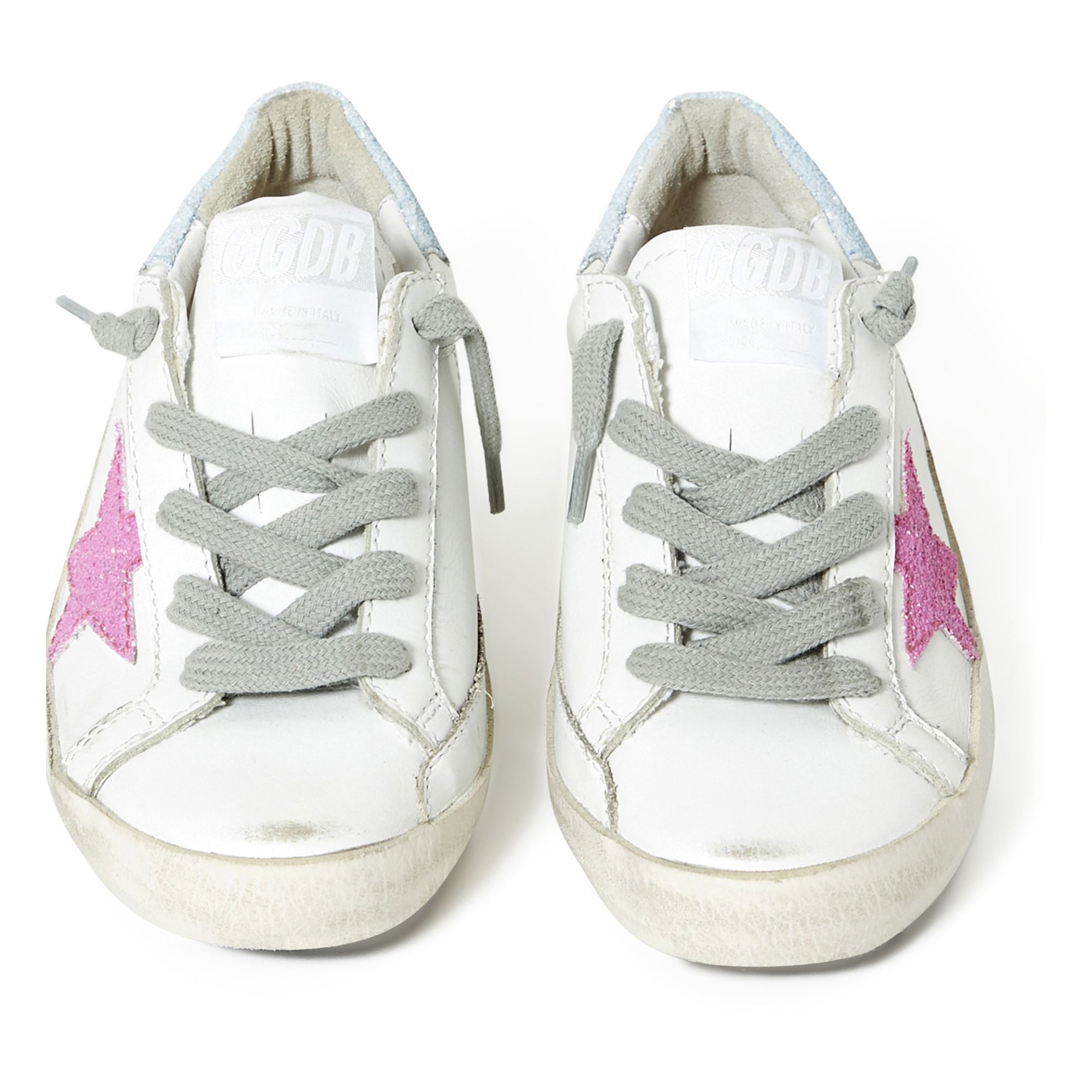 superstar sneakers in leather with glitter star