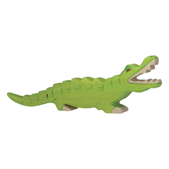 Figurine en bois crocodile | Vert