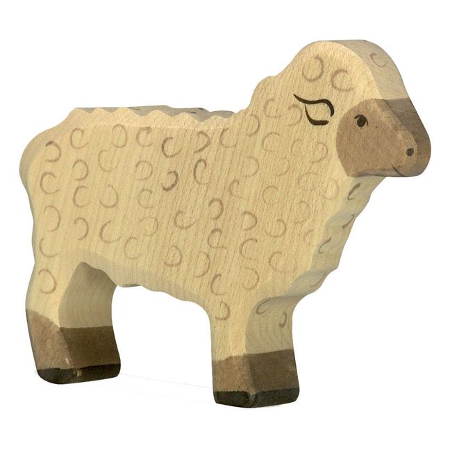 Wooden Sheep Figurine | White