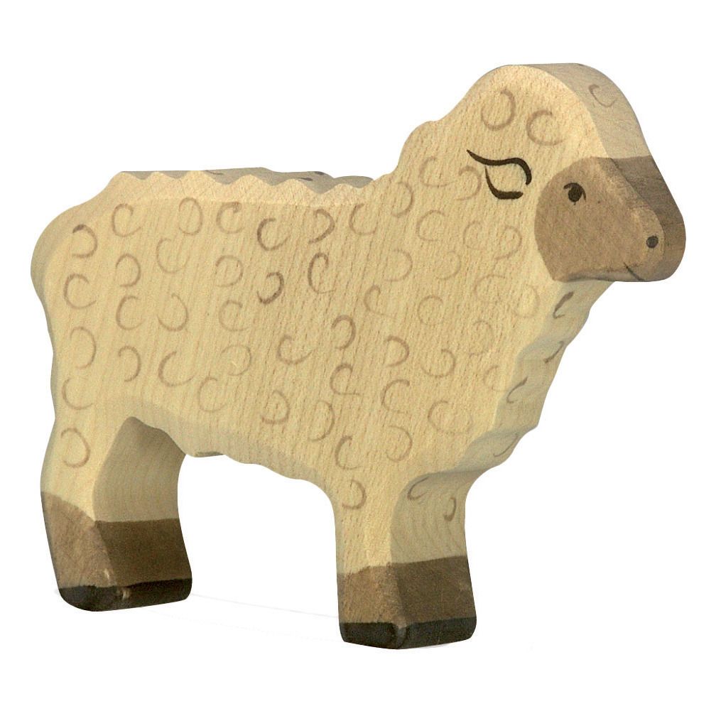 Holztiger - Figurine en bois mouton debout - Blanc