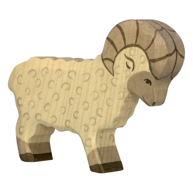 Figurine en bois bélier | Blanc