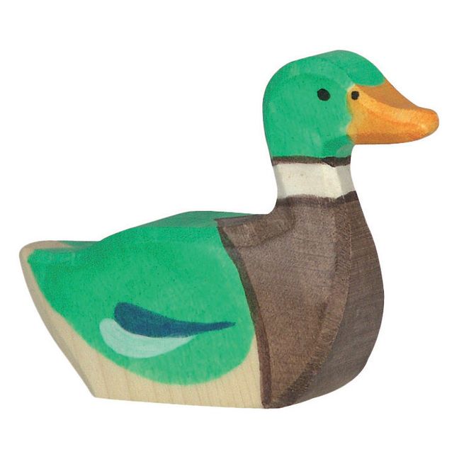 Figurine en bois canard nageant | Vert