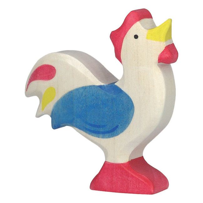 Rooster wooden figurine Blue