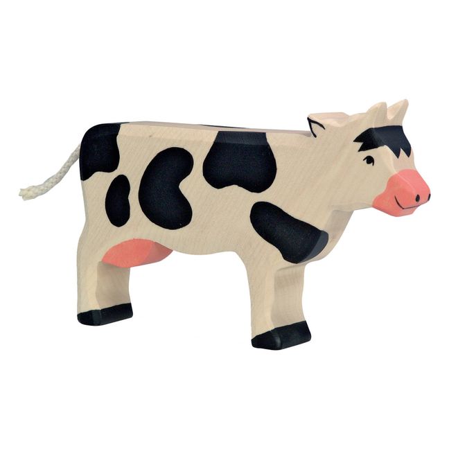 Figurina in legno mucca | Nero