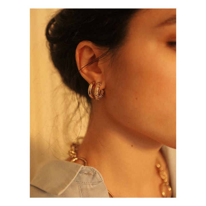 Charlotte - Small engraved hoop earrings | Gold- Product image n°0