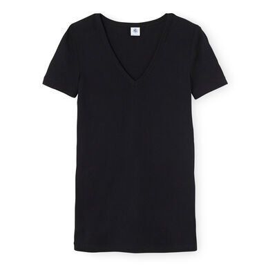 Petit Bateau - T-Shirt Col V Basique - Collection Adulte - - Femme - Noir