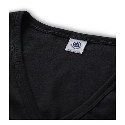Camiseta Cuello V Algodón-Colección Mujer | Negro