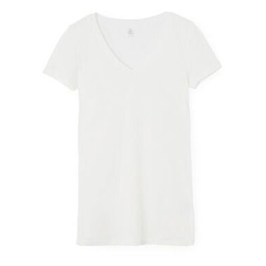 Petit Bateau - T-Shirt Col V Uni - Collection Adulte - - Femme - Blanc