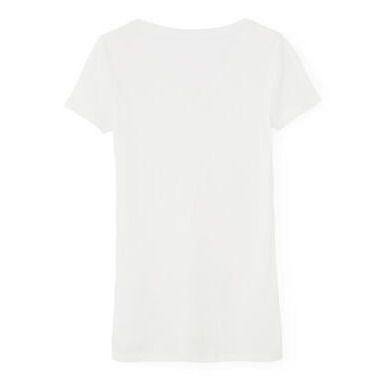 Camiseta Cuello V Algodón-Colección Mujer | Blanco