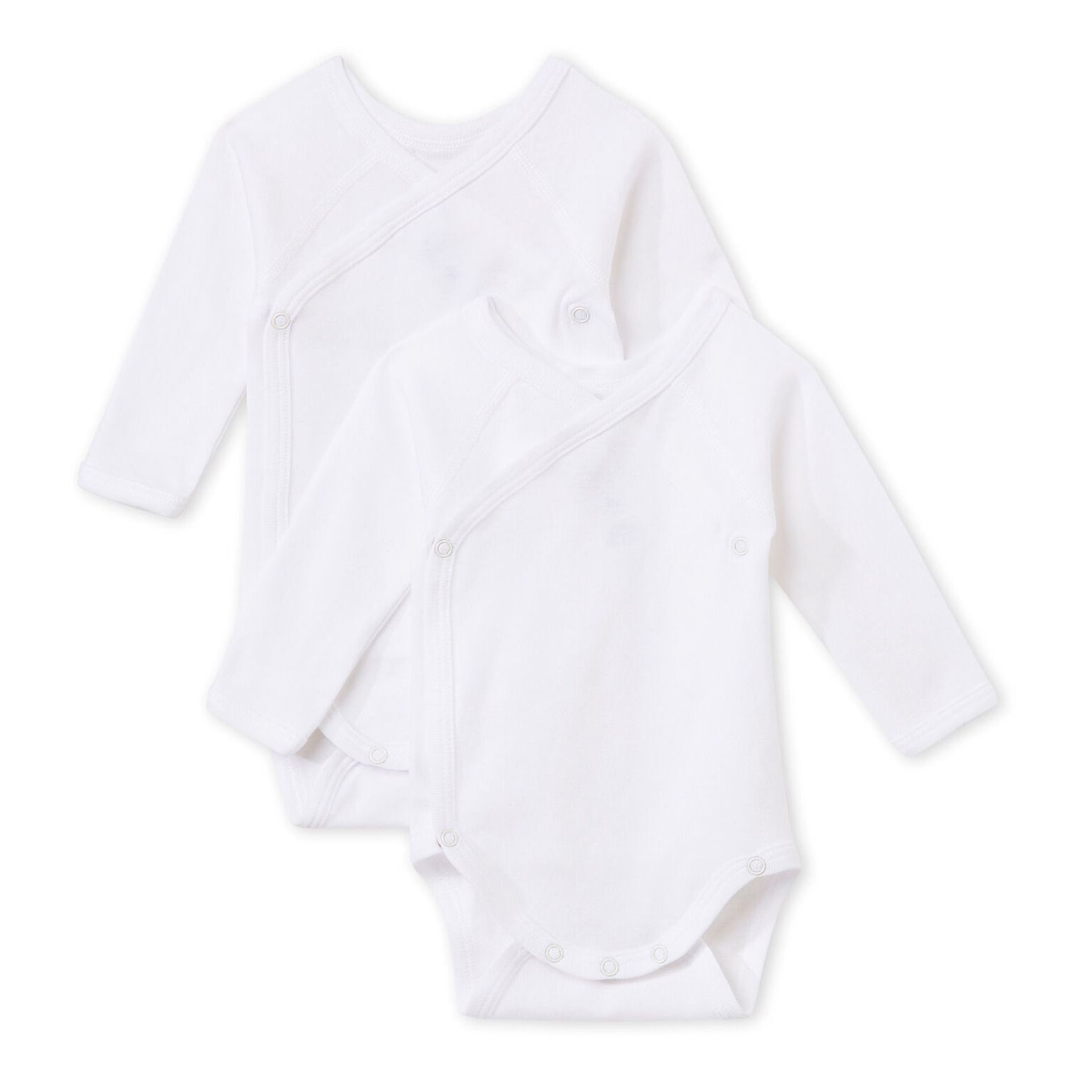 Petit B/éguin Pack of 2 baby girls long-sleeved bodysuits cotton.
