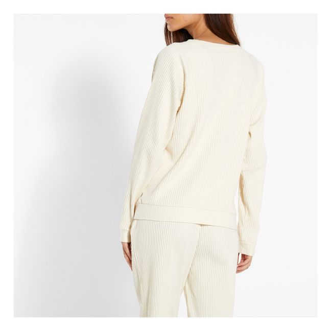 Sweat Côtelé Basic Coton Bio | Blanc cassé