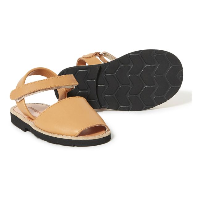 Avarca Velcro Leather Sandals | Camel