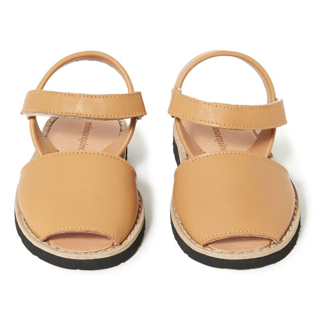 Avarca Velcro Leather Sandals | Camel